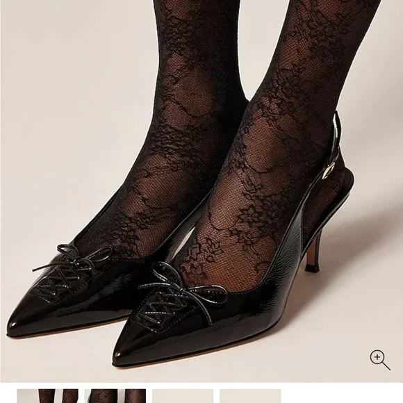 NWT J. Crew Made-in-Italy Colette lace-up slingback pumps in leather - Picture 2 of 11